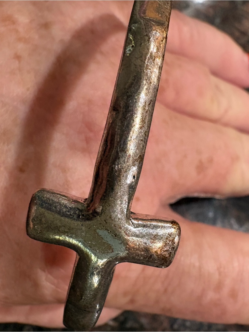 Solid Aged Cross Bangle Bracelet
